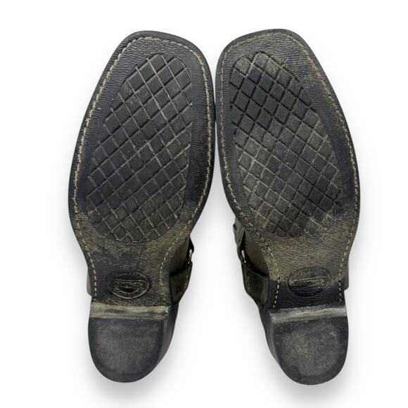 FRYE Harness 12R Leather Western Moto Boot Charcoal Black Square Toe 10 Women’s - Picture 9 of 10